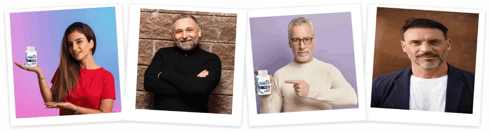 collage of customers showing Neuro Serge supplement bottle representing user testimonials and satisfaction